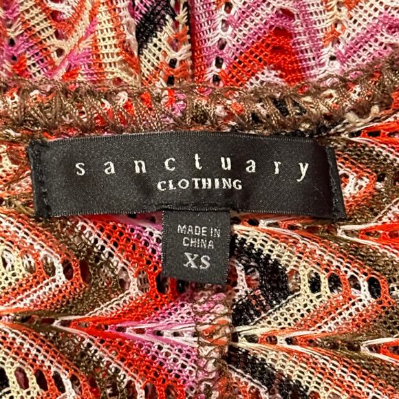 Sanctuary X-Small Poncho Top Oversized Dolman 3/4 Sleeve Semi-Sheer Tasseled - Picture 10 of 12